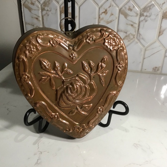Other - Vintage Heart-Shaped Copper Mold with Rose